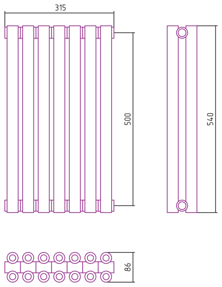 Отопительный радиатор Сунержа Эстет-00 500х315 7 секций Матовое золото