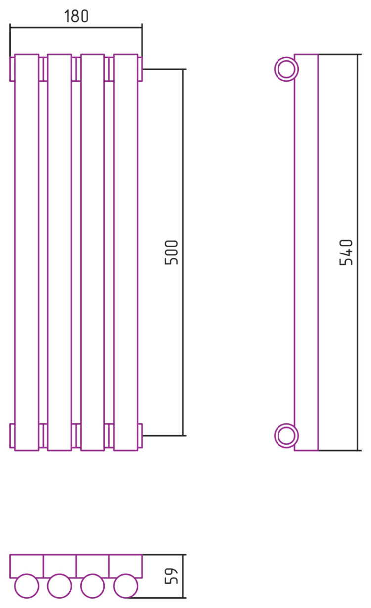 Отопительный радиатор Сунержа Эстет-1 500х180 4 секции Состаренная бронза