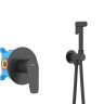 Набор с гигиеническим душем (смеситель + гигиеническая лейка + шланг + шланговое подсоединение с держателем) Aquatek, матовый черный AQ1119MB БЕТТА
