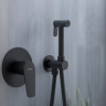 Набор с гигиеническим душем (смеситель + гигиеническая лейка + шланг + шланговое подсоединение с держателем) Aquatek, матовый черный AQ1119MB БЕТТА