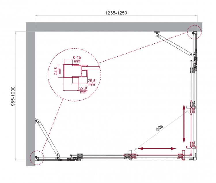 Душевой уголок BELBAGNO LUCE-AH-22 Cezares LUCE-AH-22-130/100-C-Cr