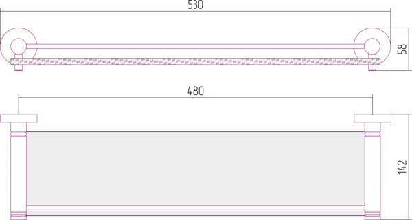 Полка Сунержа КАНЬОН стеклянная с ограничителем / L 500 Золото