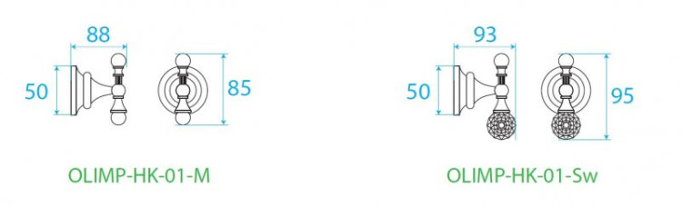 Крючок одинарный подвесной Cezares OLIMP-HK-01-Sw