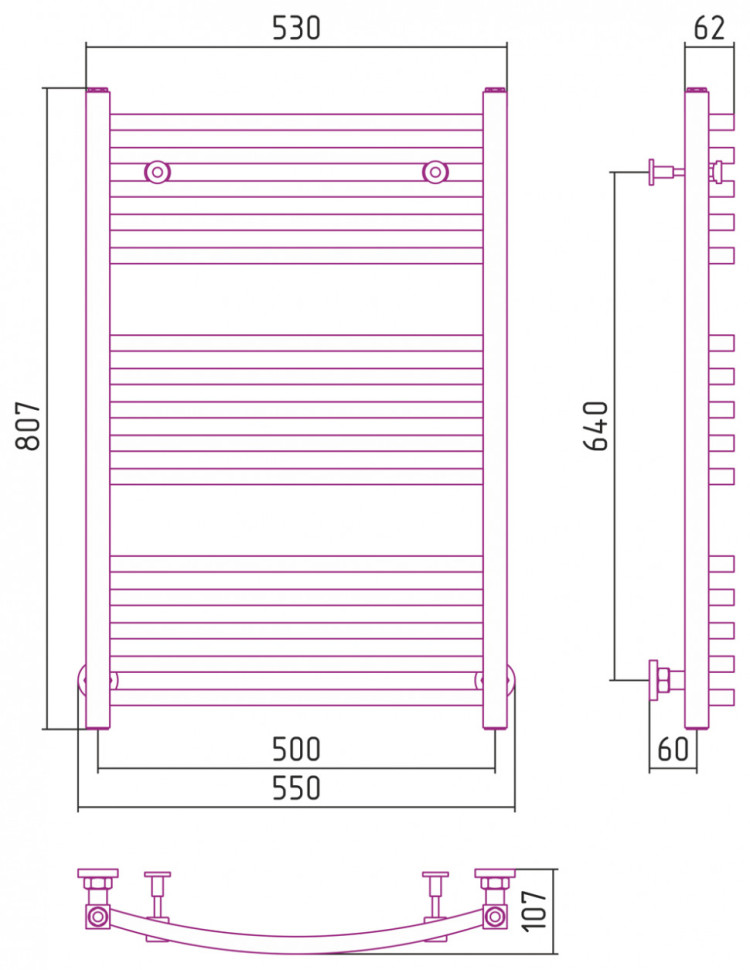 Полотенцесушитель водяной Сунержа Аркус 800х500 Белый