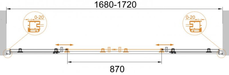 Душевая дверь в нишу ANIMA BF-2 Cezares ANIMA-W-BF-2-160-C-Cr