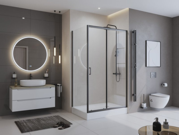 Душевой уголок BELBAGNO UNO-195-AH-1 Cezares UNO-195-AH-1-100/80-C-Cr