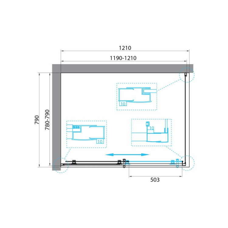 Душевой уголок BELBAGNO UNO-195-AH-1 Cezares UNO-195-AH-1-100/80-C-Cr