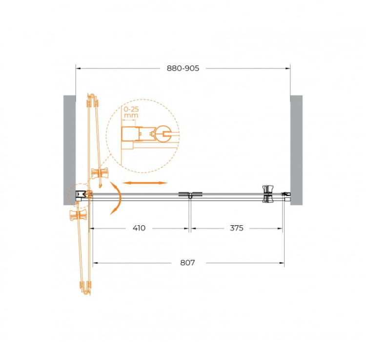 Душевая дверь в нишу ECO-O-BS-12 Cezares ECO-O-BS-12-80-C-Cr