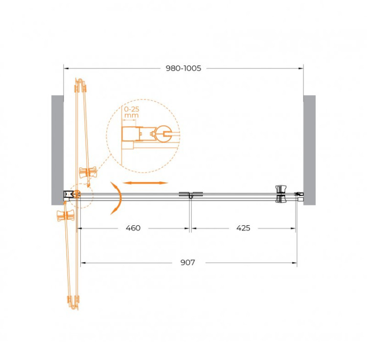 Душевая дверь в нишу ECO-O-BS-12 Cezares ECO-O-BS-12-80-C-Cr