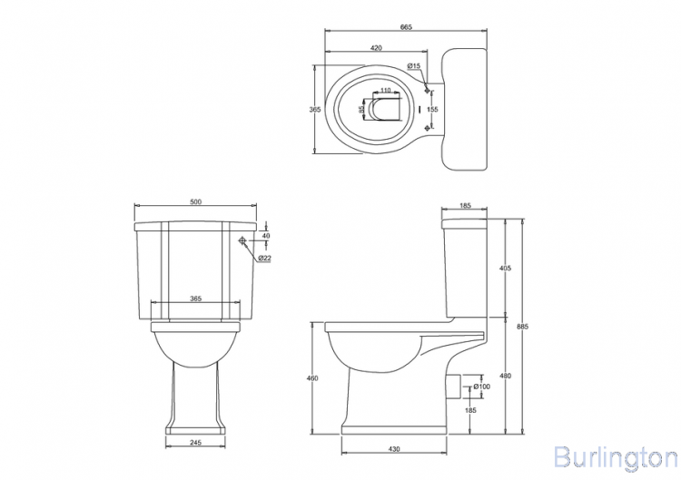Унитаз - моноблок с двойной системой слива, ХРОМ