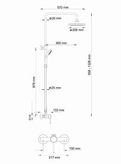 WasserKRAFT A12202 Душевой комплект со смесителем