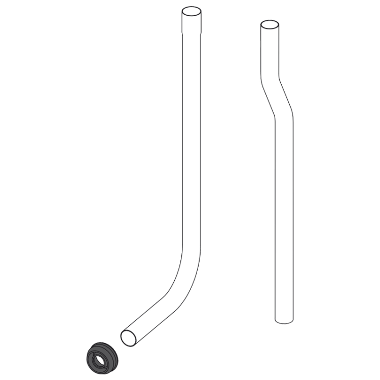 Водосливная труба DN32, состоящая из двух частей + прокладка гофрированная Alcadrain A95