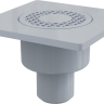 Сливной трап 150×150/50 мм прямой сток, решетка серая, гидрозатвор мокрый Alcadrain APV4