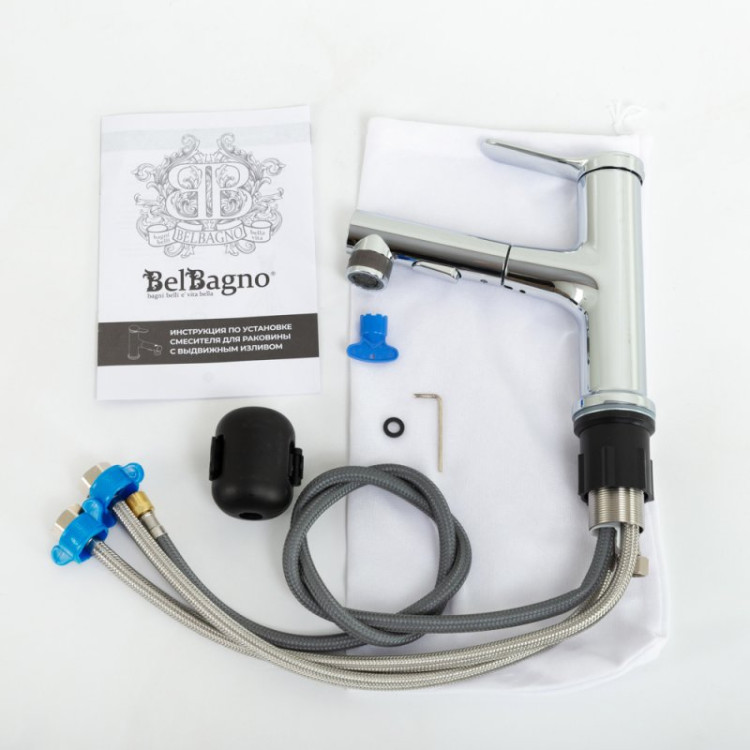 Смеситель для раковины без донного клапана с выдвижным изливом Cezares BB-LVMD-CRM-W0