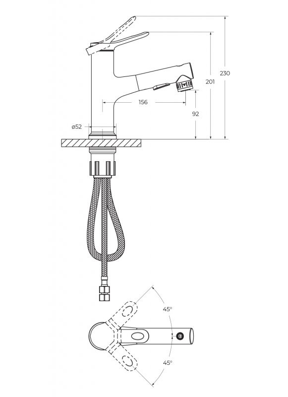 Смеситель для раковины без донного клапана с выдвижным изливом Cezares BB-LVMD-CRM-W0