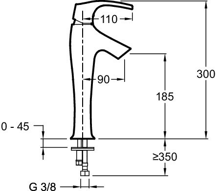 Высокий смеситель на одно отверстие Jacob Delafon SYMBOL E19774-CP