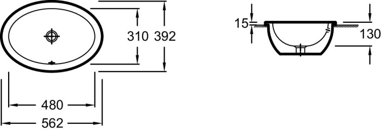 Встраиваемая раковина 56,2 х 39,2 см с переливным отверстием Jacob Delafon VOXEYH102-00