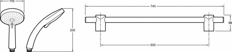 Душевой комплект со штангой, мыльницей, шлангом Jacob Delafon CITRUS E12920-CP