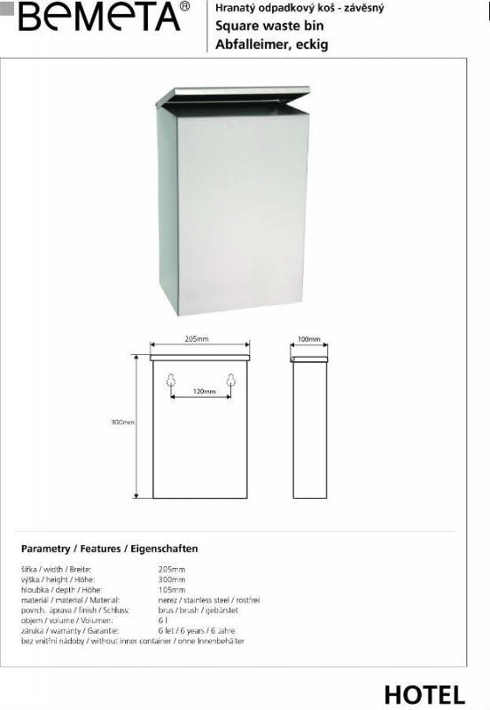 Ведро мусорное Bemeta 101915051 без крышки