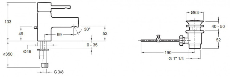 Смеситель для раковины Jacob Delafon Cuff E37301-CP