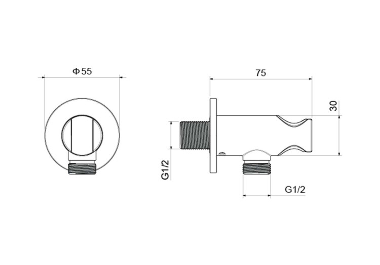 Шланговое подсоединение с держателем Aquatek, матовый черный AQ2460MB