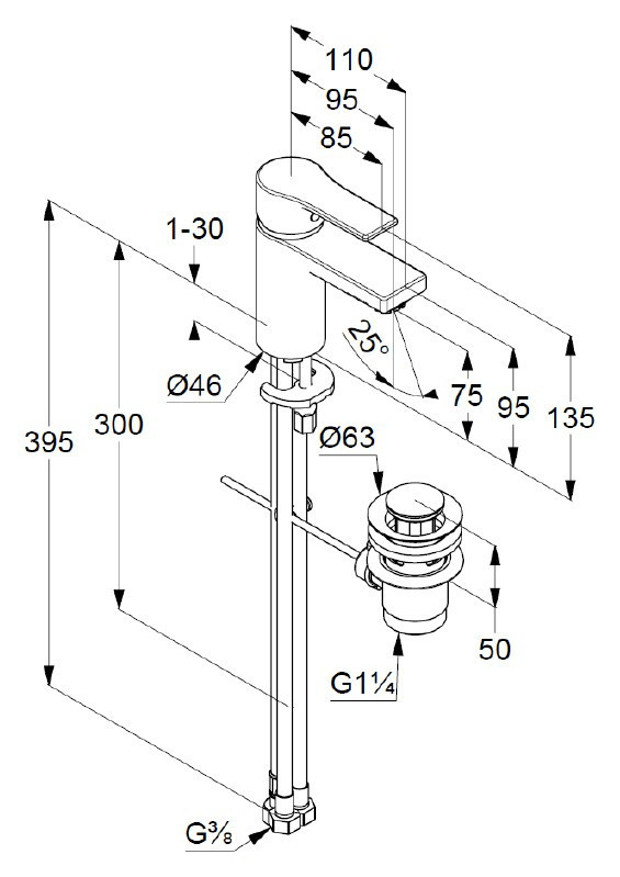 Смеситель для раковины Kludi Zenta SL 482770565