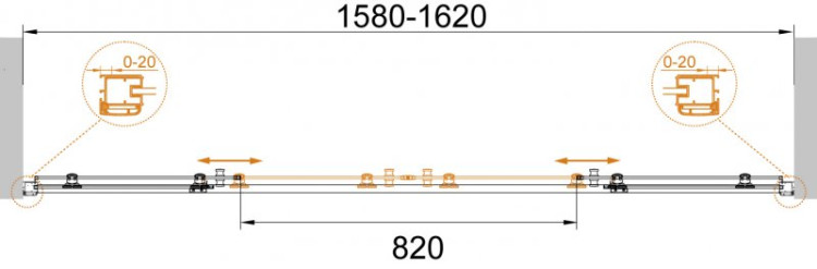 Душевая дверь в нишу ANIMA BF-2 Cezares ANIMA-W-BF-2-170-C-Cr