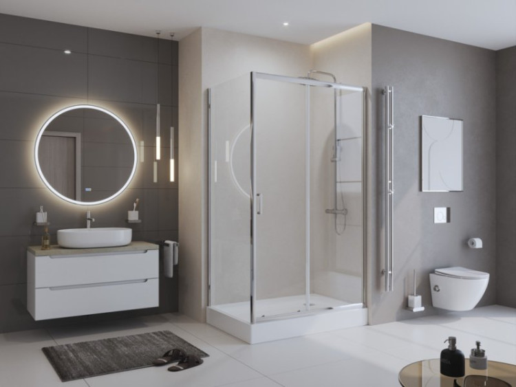 Душевой уголок BELBAGNO UNO-195-AH-1 Cezares UNO-195-AH-1-100/80-P-Cr