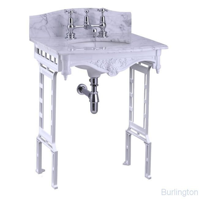 Мраморная столешница на 1,2 или 3 отверстия с подстольем из белого алюминия