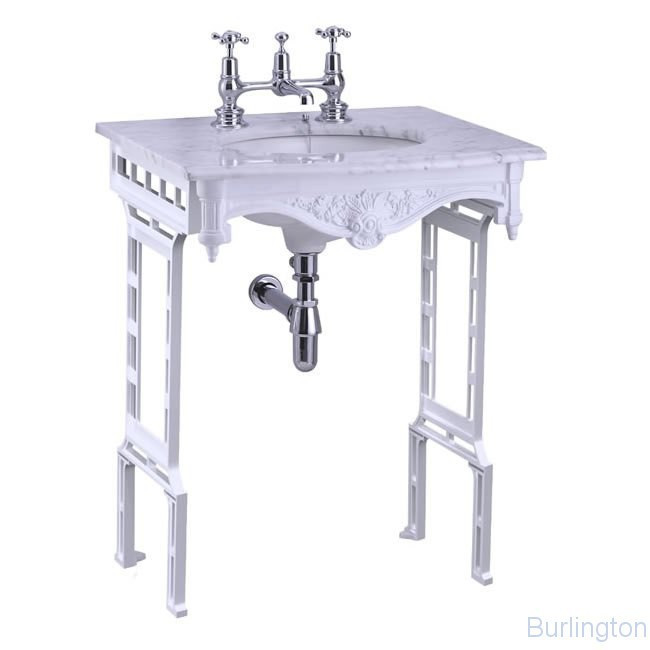 Мраморная столешница на 1,2 или 3 отверстия с подстольем из белого алюминия