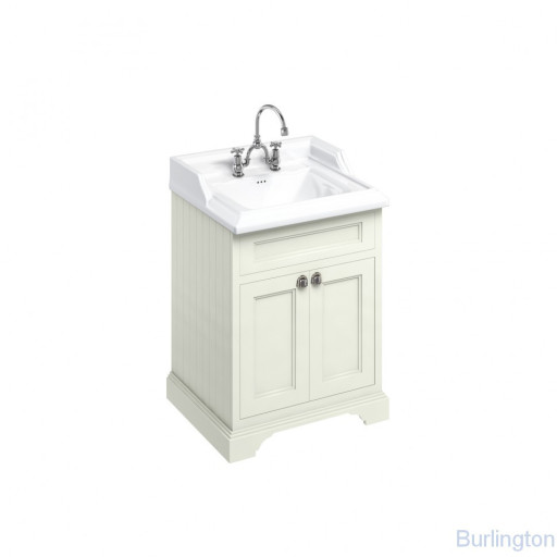 Тумба с раковиной на 2 отверстия, с двумя дверцами, цвет песочный [FF8S + B15 2TH]