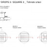 Точечный трап 150х150 мм Confluo Standard Drops 3,металл с перфорацией Drops (Капли), без рамки Cezares 13000011