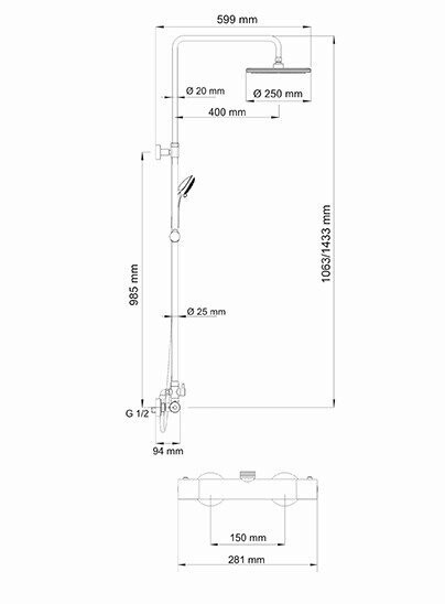 WasserKRAFT A13302 Thermo Душевой комплект с термостатическим смесителем