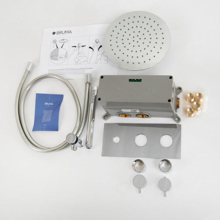 Душевая система встраиваемого монтажа с термостатическим смесителем с верхним и ручным душем, верхний душ из ABS диаметр 300 мм Cezares CZR-B-VDIM-30-T-NOP