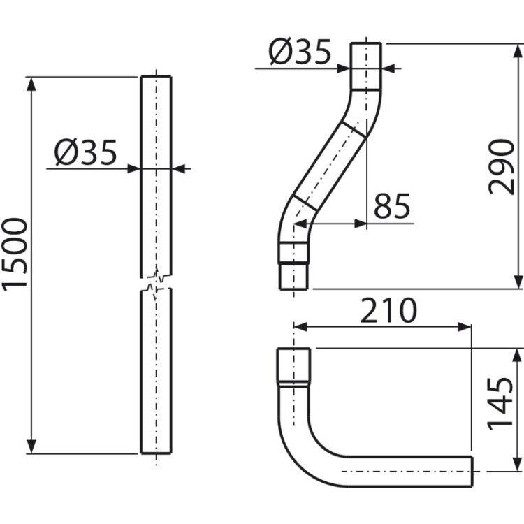 Водосливная труба комплект DN35 Alcadrain A950
