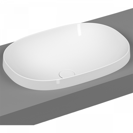 Frame Овальная накладная раковина, 56 см, без отверстия под смеситель, без перелива, белая