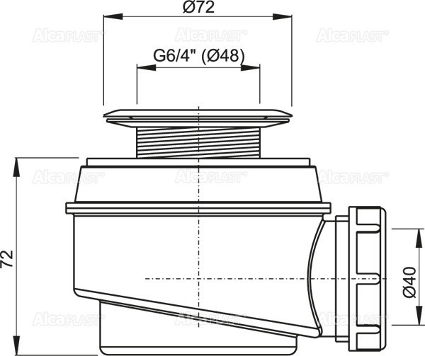 Сифон для душевого поддона с нержавеющей peшeткой Alcadrain A46-50