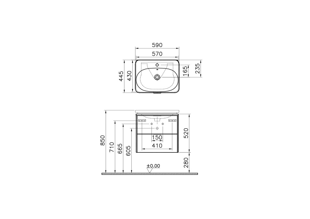 Шкаф Nest Trendy с раковиной, 60 см, натуральное дерево