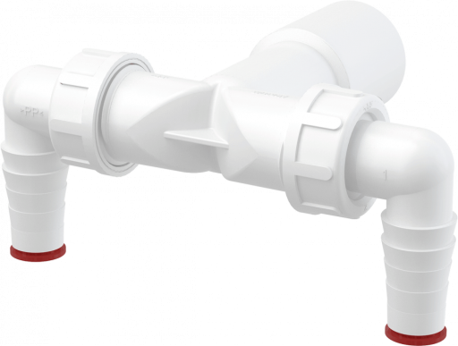 Колено с двумя штуцерами DN40/32 / 17–23 с обратными клапанами Alcadrain P155Z