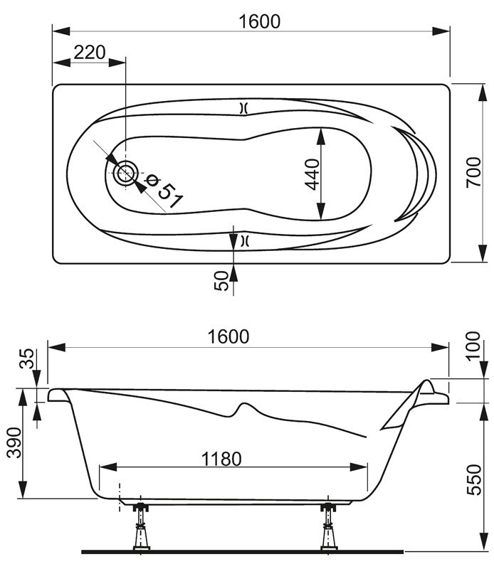 Акриловая ванна Vagnerplast Kleopatra 160x70
