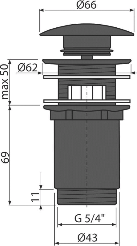 Донный клапан сифона для умывальника CLICK/CLACK 5/4