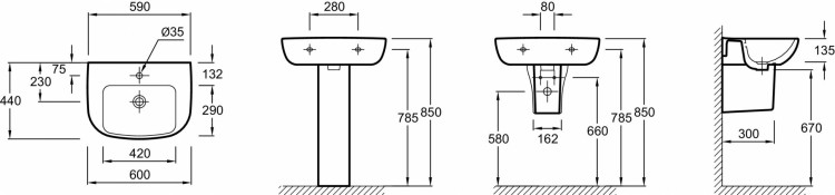 Раковина 60 см Jacob Delafon ODEON UPE4700-00