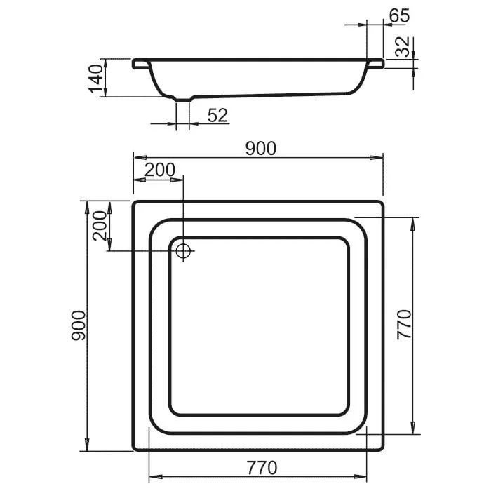 Стальной поддон для душа Kaldewei Sanidusch 90х90
