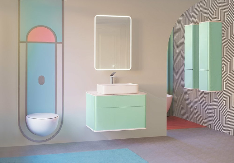 Тумба Pastel 80 подвесная, бирюзовый бриз