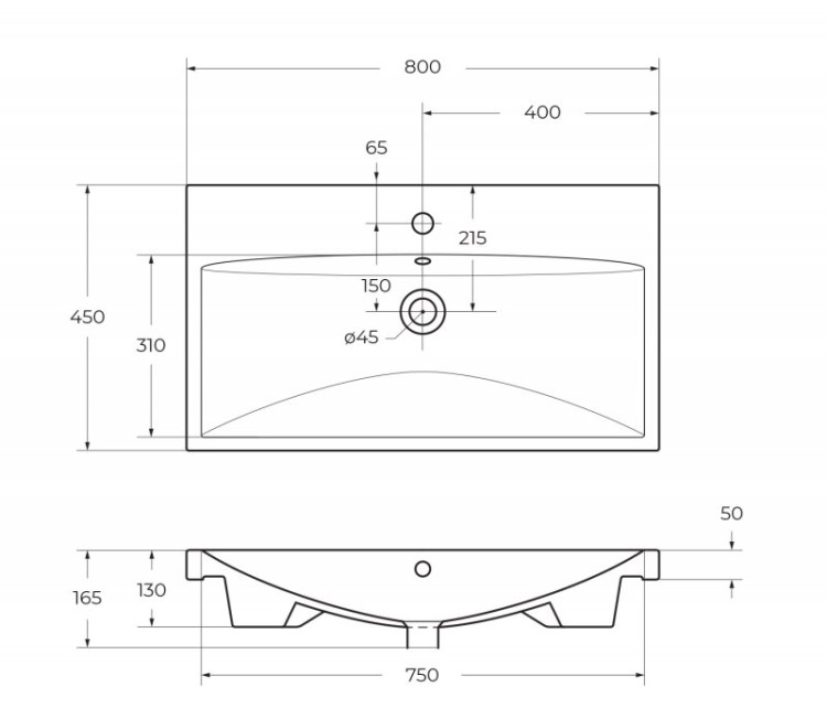 Раковина керамическая 800x450 BelBagno BB-0322-80-LVB