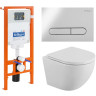 Унитаз подвесной с сиденьем BelBagno UNO + Система инсталляции для унитазов с кнопкой смыва BB014-SR-BIANCO Cezares BB3105CHR/SC/BB002-80/BB014-SR-BIANCO