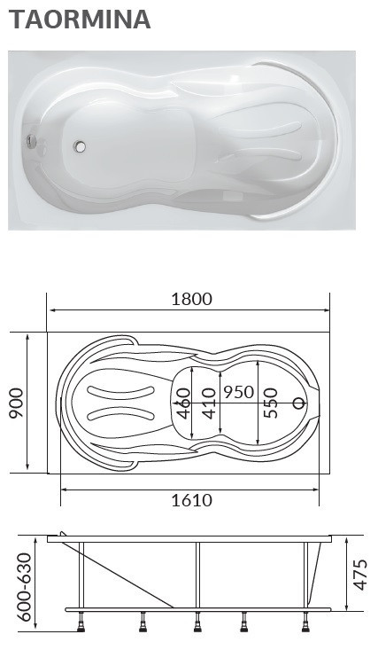 Ванна акриловая прямоугольная 1Marka TAORMINA 180*90