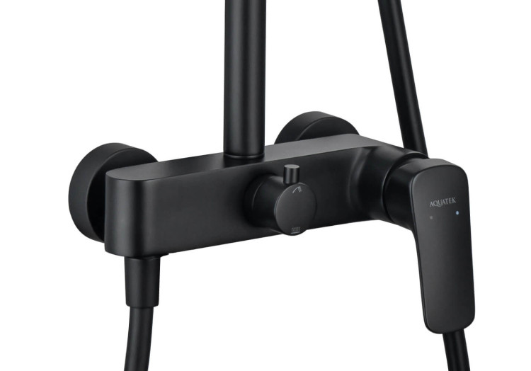 Душевая система 3jet 250мм Aquatek, матовый черный AQ2060MB