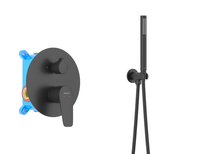 Set 3 в 1 душевой комплект Aquatek, матовый черный AQ1172MB БЕТТА