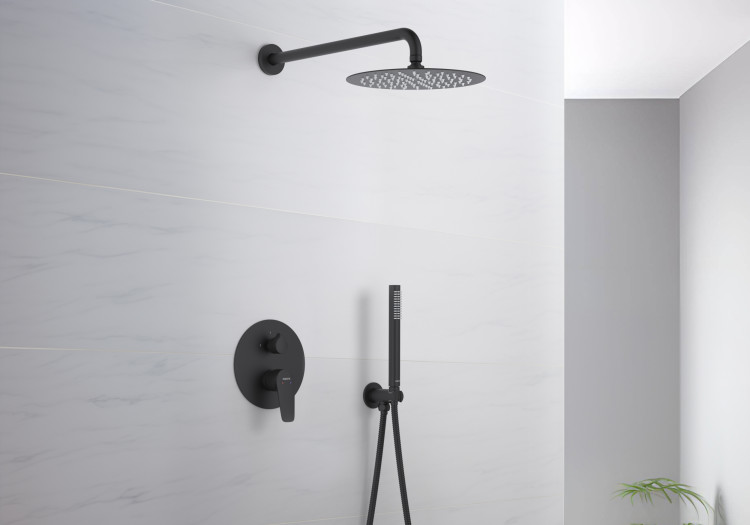 Set 3 в 1 душевой комплект Aquatek, матовый черный AQ1172MB БЕТТА